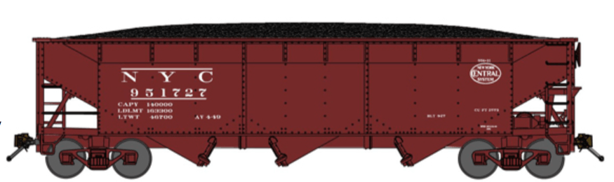 Bluford Shops 74198 | 70-Ton 3-Bay Offset Side Hopper - New York Central post-1949 - #NYC 951301 | N Scale