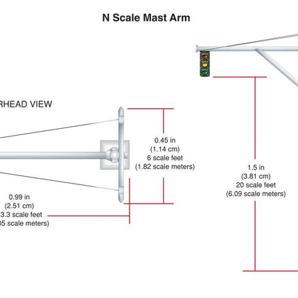 Woodland Scenics 5637 | Just Plug Lighting System - Mast Arm Traffic Lights | N Scale