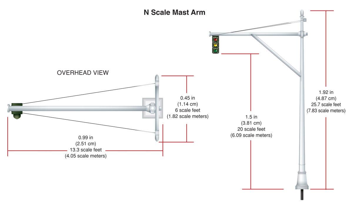 Woodland Scenics 5637 | Just Plug Lighting System - Mast Arm Traffic Lights | N Scale