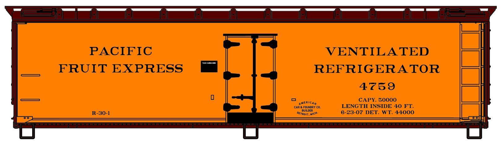 Accurail 4907 | 40' Wood Refrigerator Car Kit - Pacific Fruit Express | HO Scale