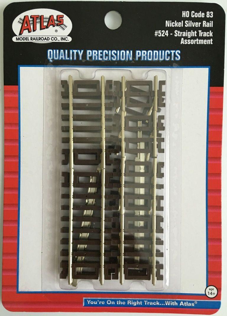 Atlas 524 | Code 83 Straight Track Assortment 10 Pack Nickel Silver Rail | HO Scale