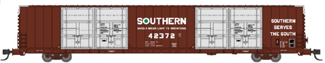 Bluford Shops 87311 | 86' Quad Door Boxcar - Southern - Gives A Green Light #42353 | N Scale