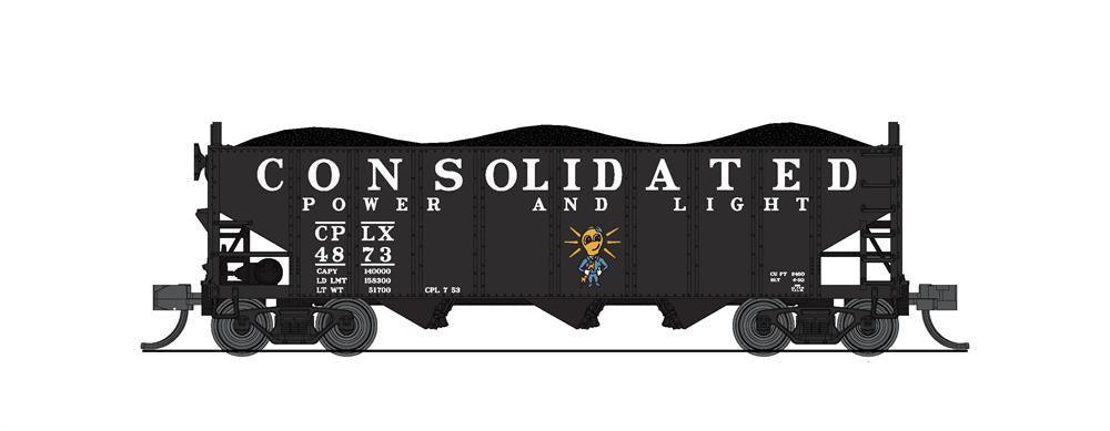 Broadway Limited 7160 | 3-Bay Hopper, Consolidated Power & Light, Black/White, 2-pack A (Fantasy Paint Scheme) | N Scale