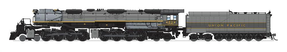 Broadway Limited 7239 | UP Big Boy #4024, Two-Tone Gray w/ Yellow, Wilson Aftercooler, 25-C-400 Coal Tender, Paragon4 Sound/DC/DCC, Smoke, N (Fantasy Paint Scheme) | N Scale