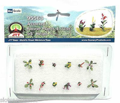 JTT Scenery 95563 | Assorted Flower Plants #4 - 12 Pack | HO Scale