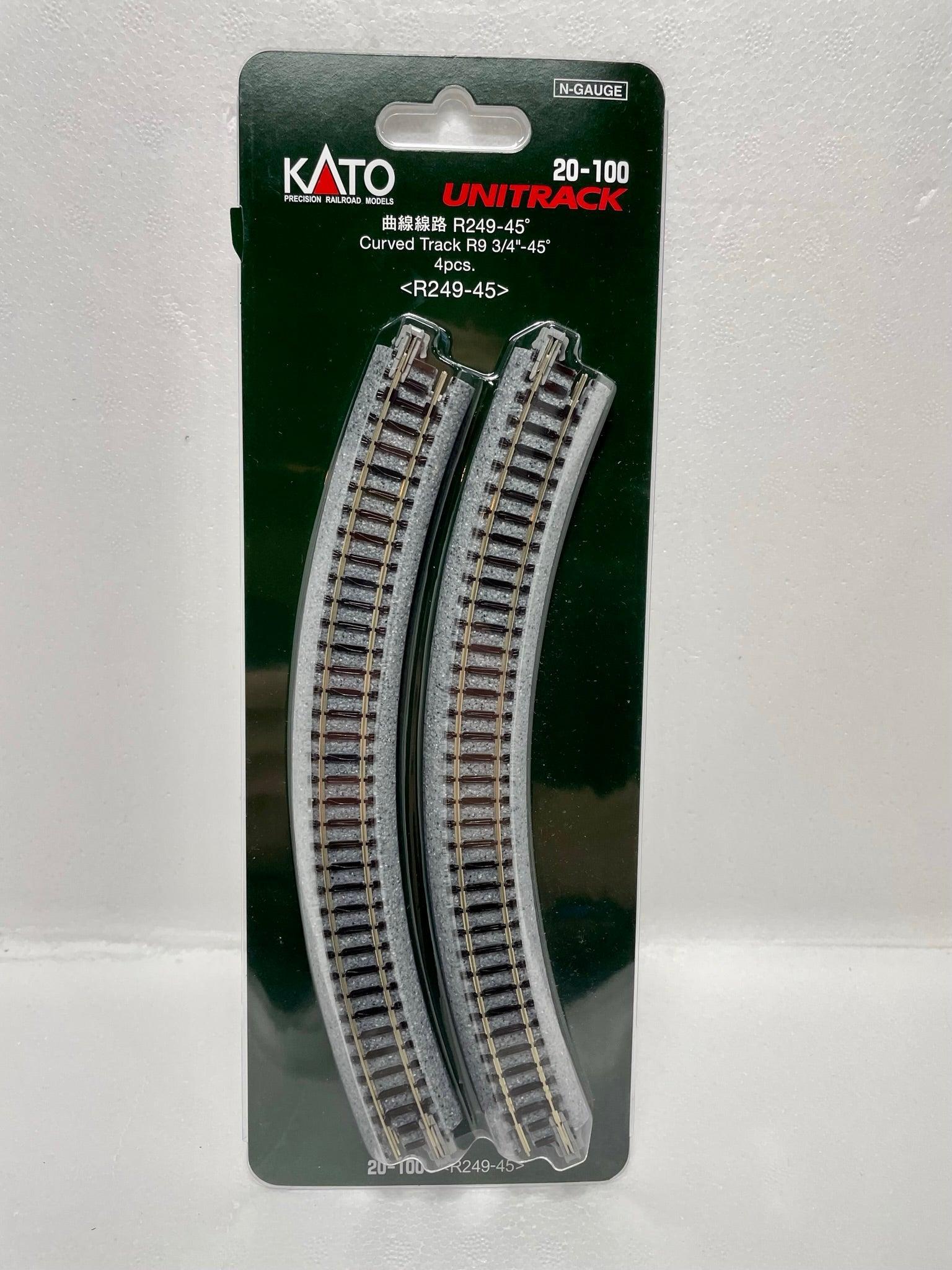 Kato 20-100 | Unitrack 249mm (9 3/4") - 45 Degrees Curved Track [4 pcs] | N Scale
