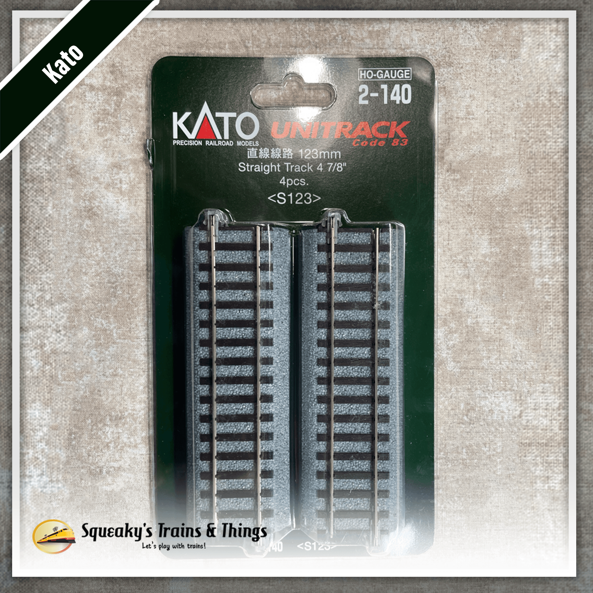 Kato 2140 | Unitrack 123mm (4 7/8") Straight Track [4 pcs] | HO Scale