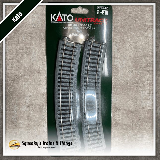 Kato 2210 | Unitrack R550mm 21-5/8" Radius Curve 22.5-Degree [4 pcs] | HO Scale