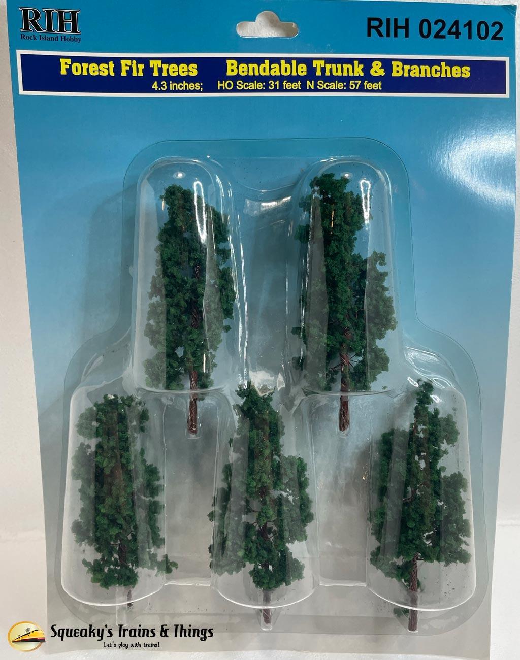 Rock Island Hobby 024102 | Forest Fir Trees with Bendable Trunk and Branches (5) | Multi Scale