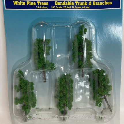 Rock Island Hobby 024103 | White Pine Trees with Bendable Trunk and Branches (5) | Multi Scale