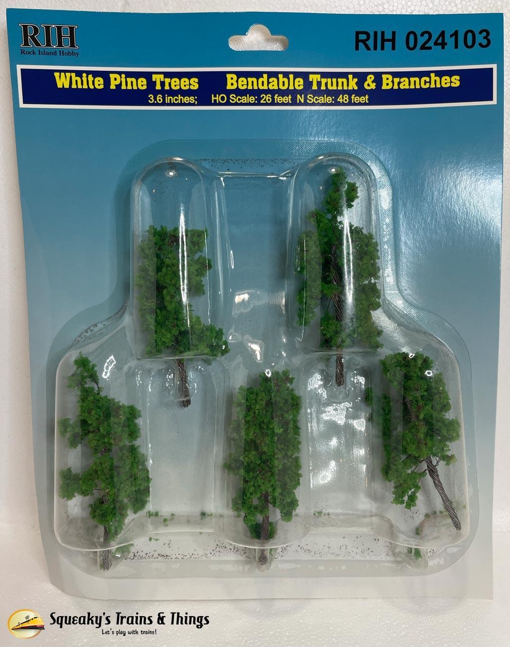Rock Island Hobby 024103 | White Pine Trees with Bendable Trunk and Branches (5) | Multi Scale