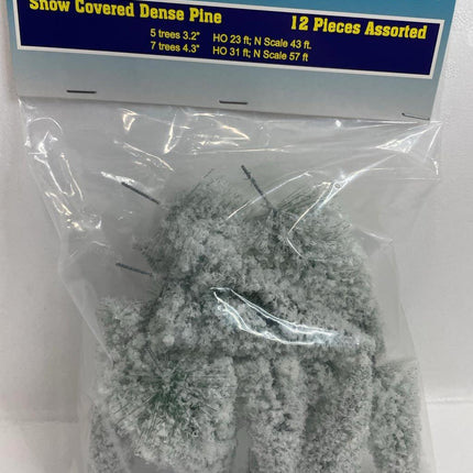 Rock Island Hobby 024200 | Assorted Snow-Covered Dense Pine Trees (12) | Multi Scale