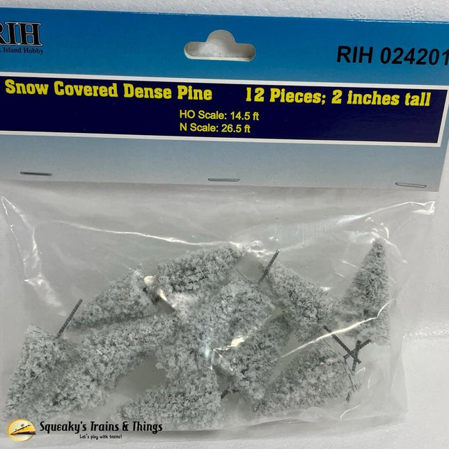 Rock Island Hobby 024201 | 2 Inch Snow-Covered Dense Pine Trees (12) | Multi Scale