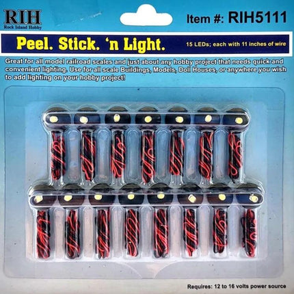 Rock Island Hobby 5111 | Peel. Stick. 'n Light LED - 15 Pack | Multi Scale