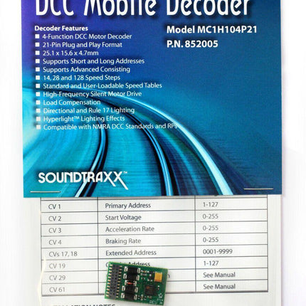 SoundTraxx 852005 | DCC Mobile Decoder MC1H104P21