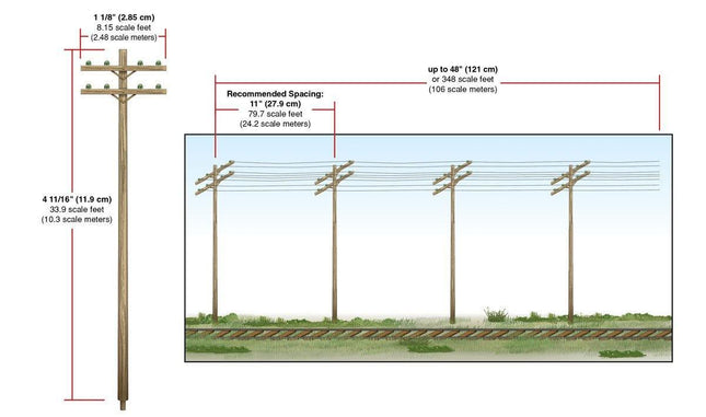 Woodland Scenics 2266 | Pre-Wired Poles - Double Crossbar | HO Scale